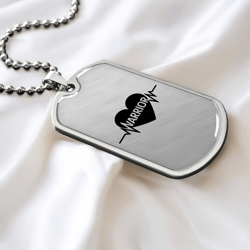 Brave Heart Warrior Dog Tag – Engraved Heartbeat Strength Pendant