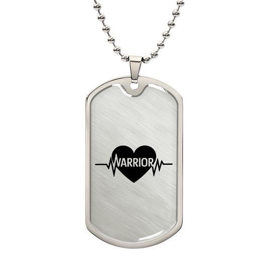 Brave Heart Warrior Dog Tag – Engraved Heartbeat Strength Pendant