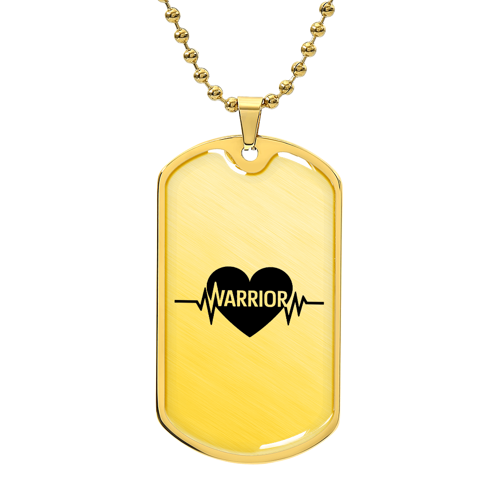 Brave Heart Warrior Dog Tag – Engraved Heartbeat Strength Pendant